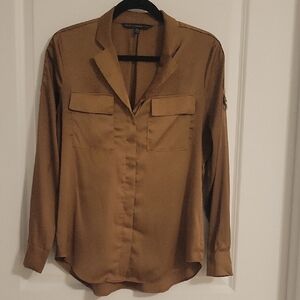 White House Black Market Tan Button-Down Shirt
